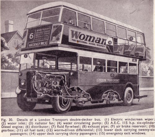 Scan of a Cut-away of a 1930s double decker