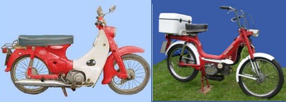 Honda 50 moped and NVT Easy Rider