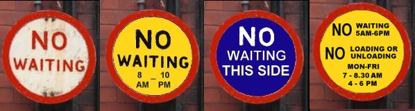 Old no waiting signs