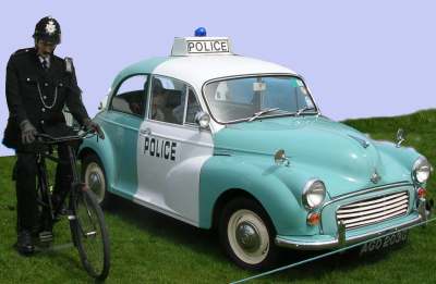 1970s Police cycle patrol and Panda Car