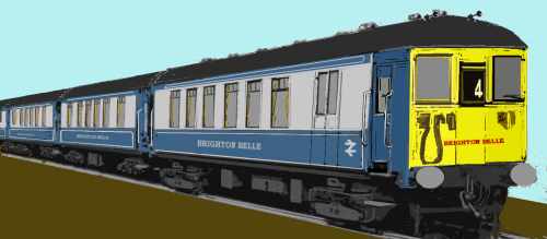 Sketch of SR 4-BEL unit in BR pullman livery