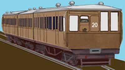 Sketch of a Liverpool Overhead Railway electric commuter train