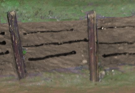 Photo showing faked planking in a trench