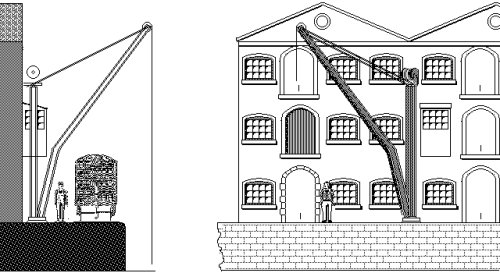 Sketch of a multi-storey canal warehouse