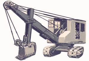 Sketch showing typical 1930s diesel excavator