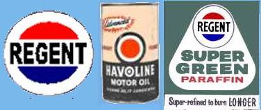 Sketch of tin of Havoline branded as 'a Regent product' at Regen paraffin sign