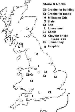 Sketch showing Stone and gravel mining areas