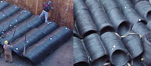 Photo of coils of wire being shipped