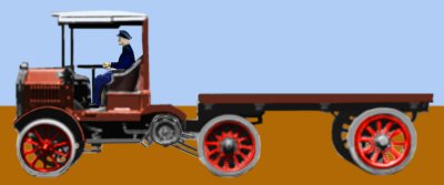 Sketch showing a 1919 articulated lorry