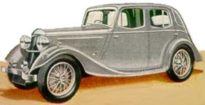 Sketch of the Mid 1930s Riley Falcon saloon car