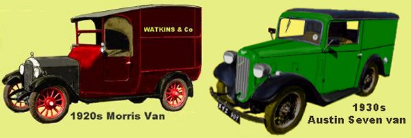 1920s Morris and 1930s Austin vans