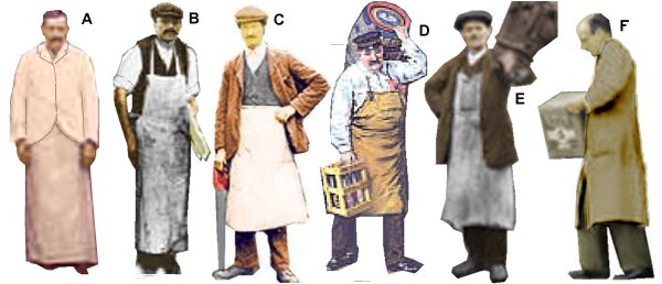 Sketch of various styles of working apron