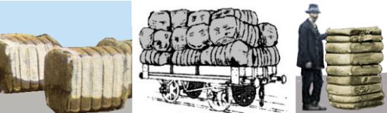 Bales of cotton showing variation in sizes