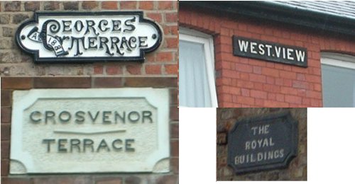 Typical Victorian  terraced house block name plaques