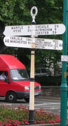 British replical finger post road sign
