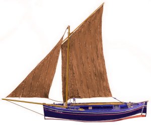 Sketch of a small sailing fishing boat
