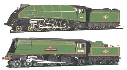 Sketch of streamlined locomotives