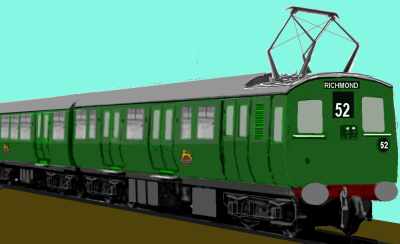 Sketch of a Class 306 three car unit in original green livery