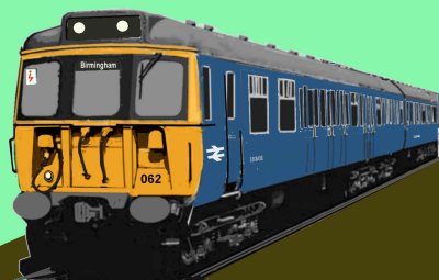 Sketch of a Class 310 four car unit in blue livery