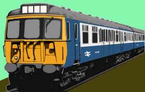 Sketch of a Class 312 unit in BR livery