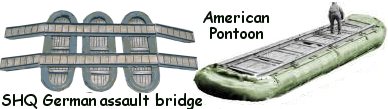 Photo and sketch showing German and US pontoons