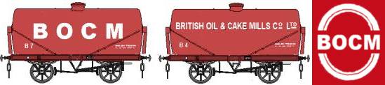 Sketch of BOCM Avonmouth tanks showing livery and sketch of BOCM logo