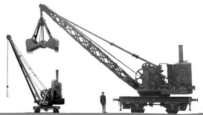 Steam cranes comparative sizes
