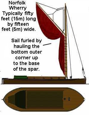Sketch showing Norfolk Wherry with Sails Furled