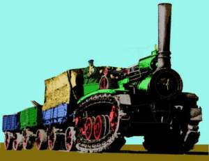 Sketch of a Steam traction engine from the 1890s