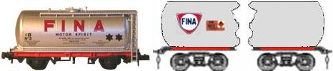 Sketch showing Fina tank branding