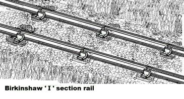 Sketch showing an early example of light 'I' section rail