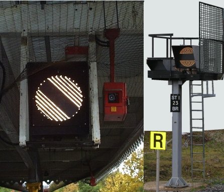 Photos showing a Colour light banner repeater signal