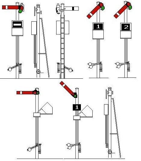 Sketch showing various route indicator units