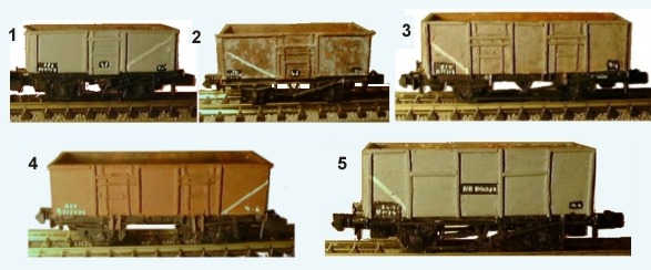 Photo of various models of BR steel mineral wagons