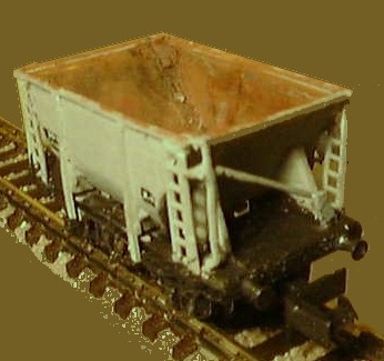 Model of LNER hopper (in BR livery) showing brake handle