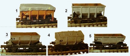 Various models based on the N Gauge Society hopper kit