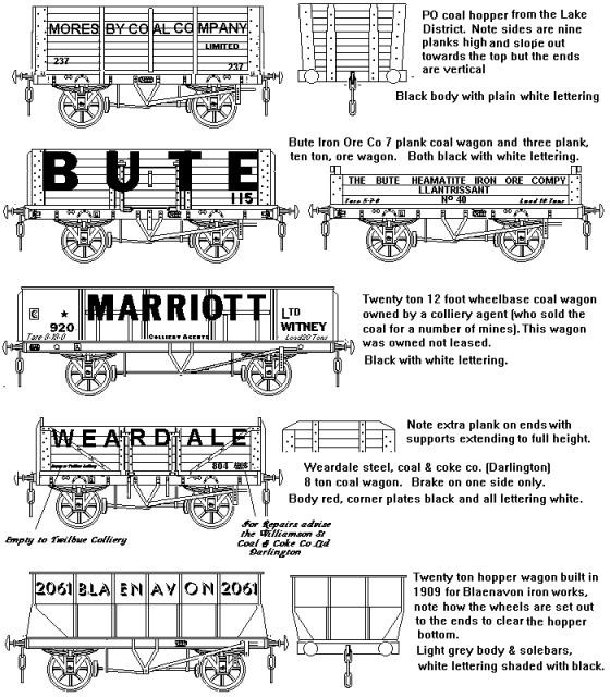 Sketch showing a selection of unusual PO mineral wagons