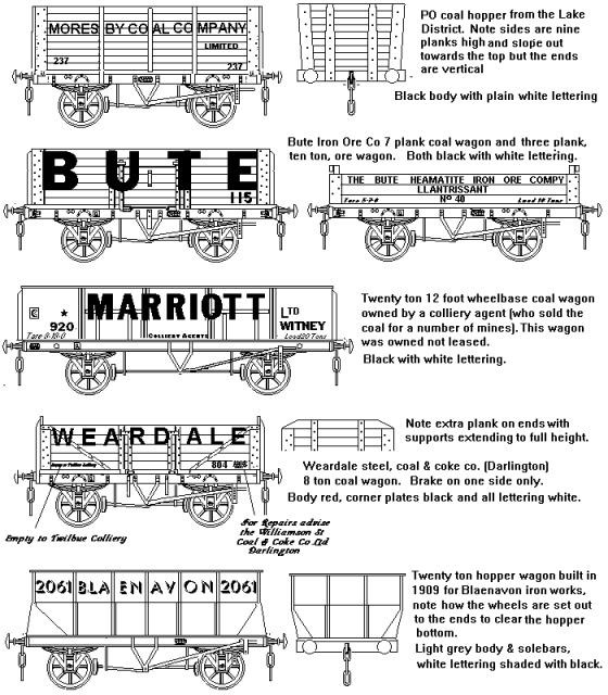 Sketch showing a selection of unusual PO mineral wagons