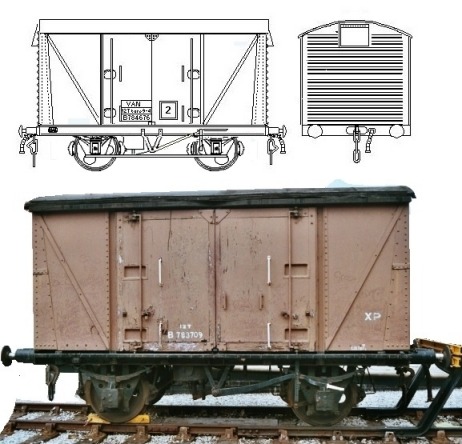 Sketch and photo of British Railways Vanwide goods van
