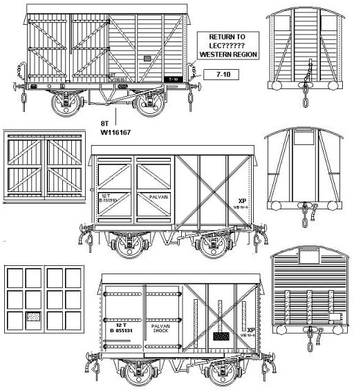 Sketchs showing various British Railways pallet vans