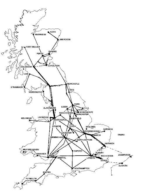 Map of the Speedlink network in the early 1980's 