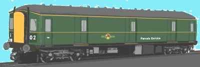 Sketch of Class 128 (WR) Parcels Railcar in early 1960s BR livery