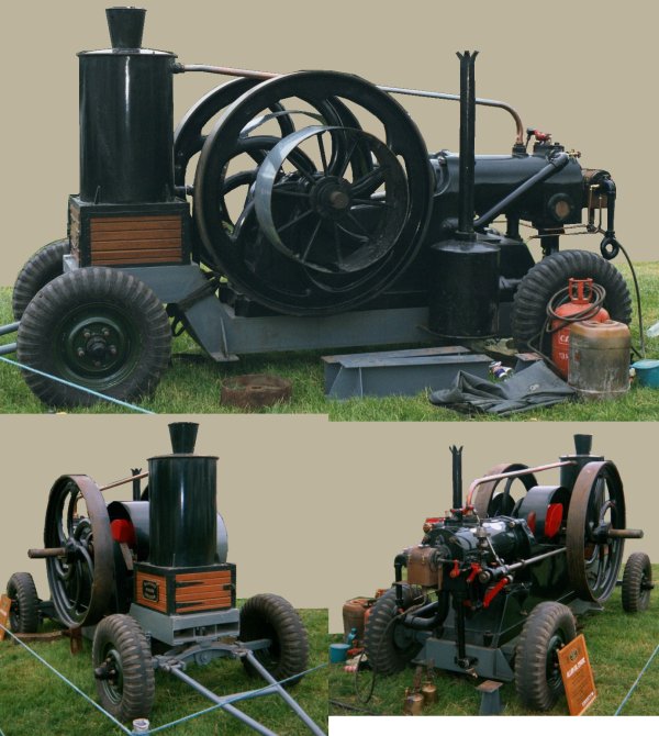 Photos of a Portable 'oil engine' on towed chassis