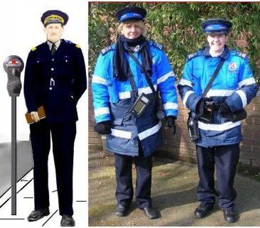 Parking meter and traffic wardens, 1960 and 2006