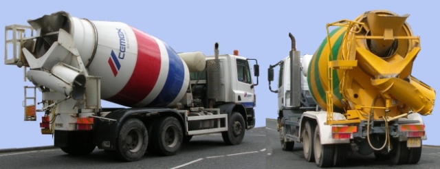 Ready-mix concrete lorries in transit