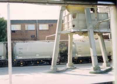 Photo showing base of 1960s cement depot cement silos