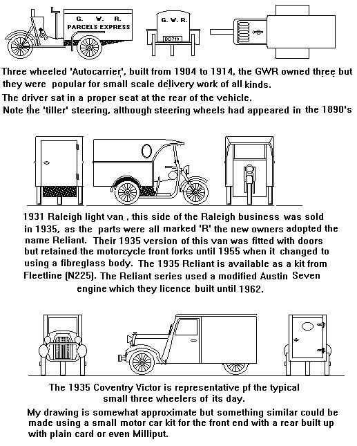 Three wheeled delivery motor vehicles