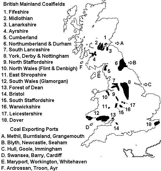 Sketch showing various British Coal Fields