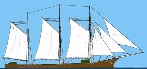 Sketch showing Kathleen & May (West Country Schooner)