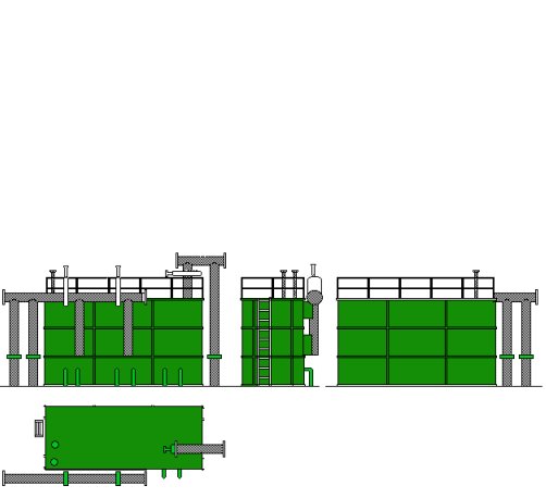 Sketch showing typical Iron oxide tanks and ammonia washers